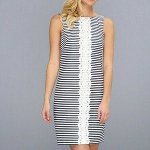 Ivy & Blu Maggy Boutique Women's Size 8 Navy & White Sleeveless Sheath Dress